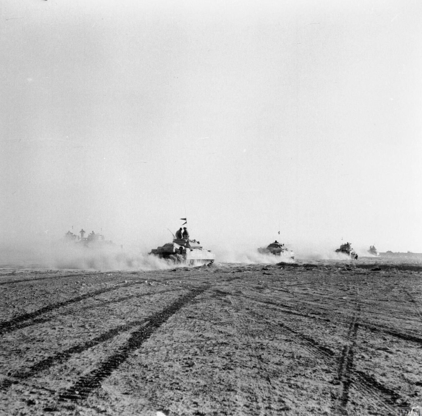 British tanks advance to engage German and Italian armour after infantry had opened gaps in the Axis minefield